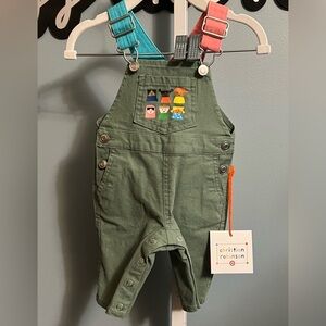 Christian Robinson Little People Olive Green Pant Overalls NWT 0-3